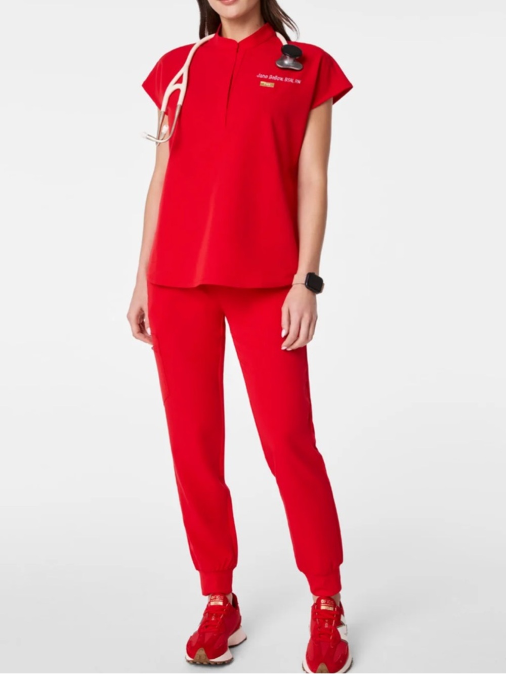 Figs Pop Red Women's Scrub Set
